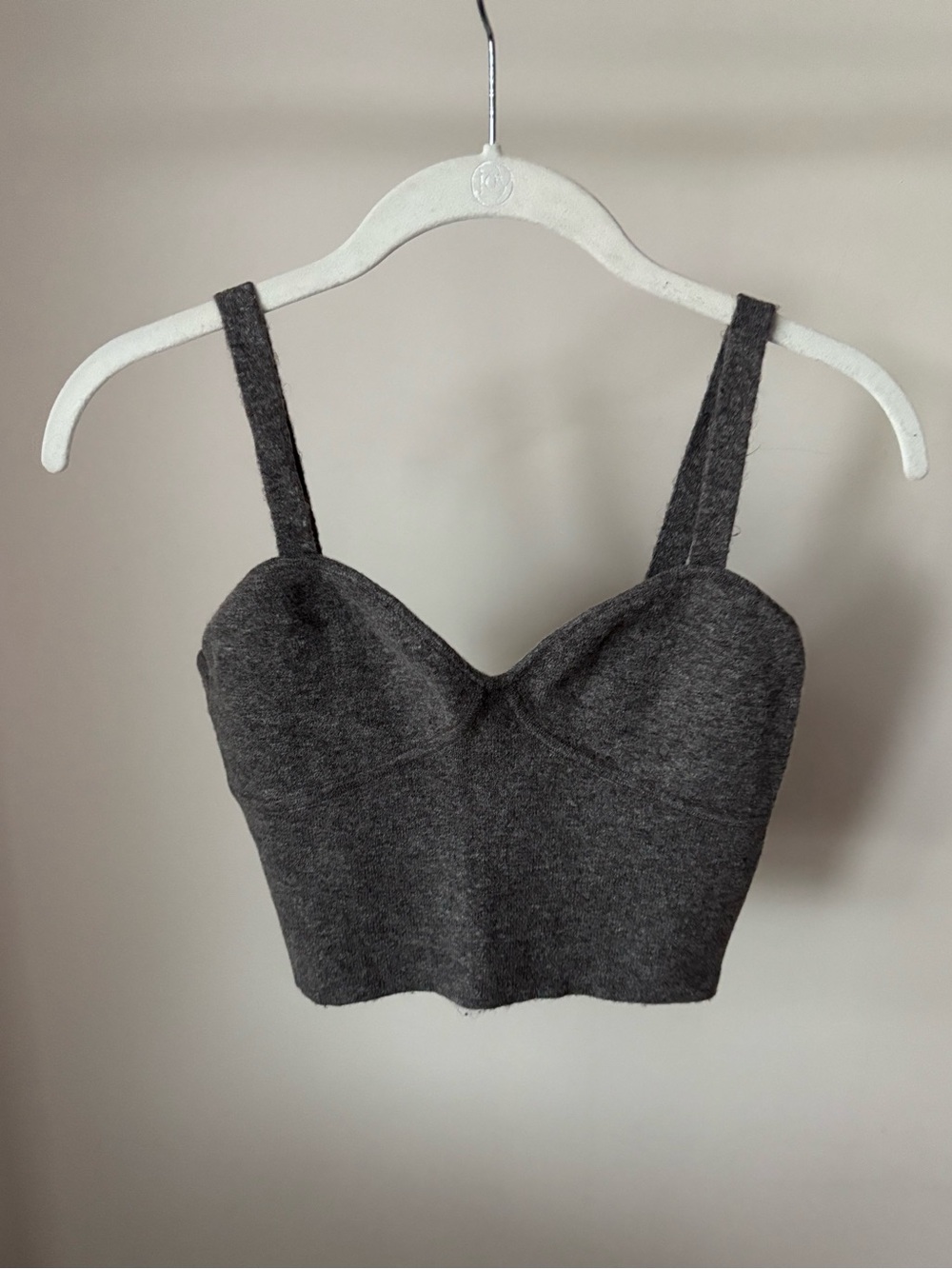 Aritzia Wilfred Charcoal Gray Cropped Bustier Top & Cardigan